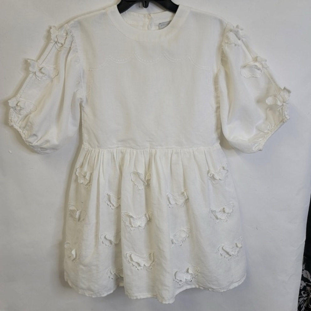 Stella McCartney Kids White Linen  ; Cotton Dress 10yrs. old